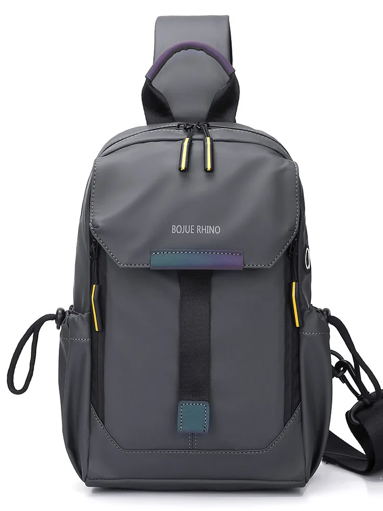新しいメンズハイエンドチェストバッグサイクリングレジャー旅行多機能シングルショルダーバッグファッショナブルな縫製ラインソフトポリエステル素材
