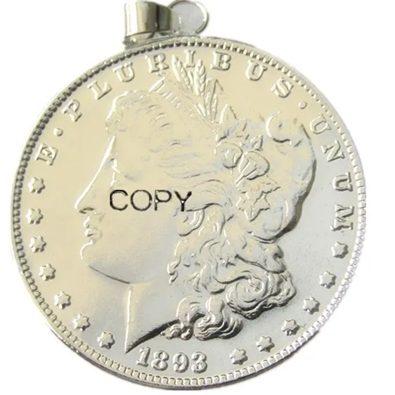 PS(06)Coin Pendant Morgan Dollar 1893s Necklace Silver Plated Coin Fashion Jewelry