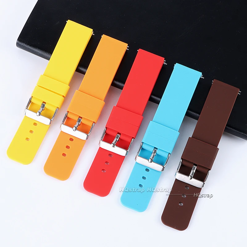 Universal Silicone Watch Strap 14 16 18 20 22 24mm Quick Release Wristwatch Band Women Men Sports Watches Bracelet Wrist Belt