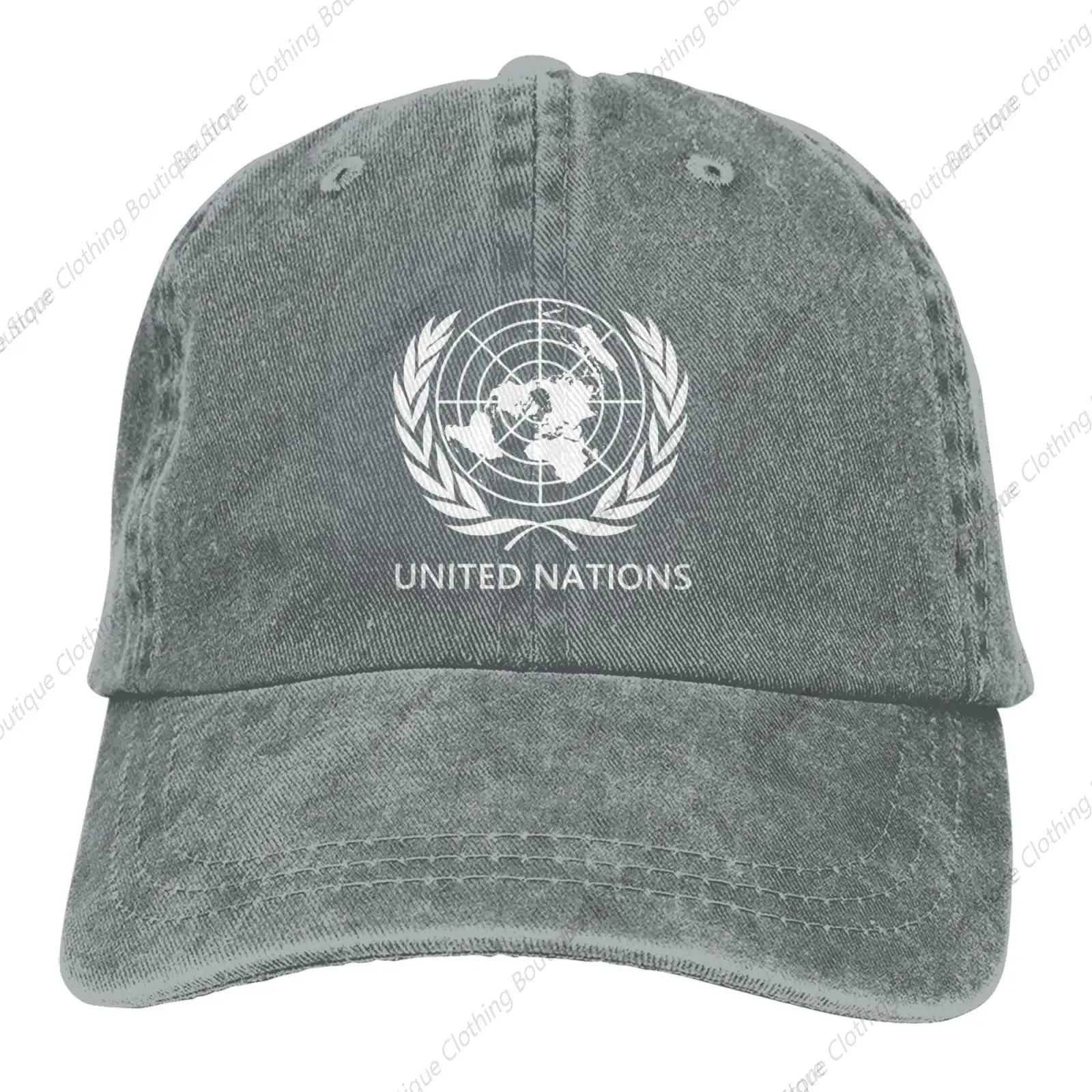 

United Nations Emblem Unisex Baseball Cap Trucker Hats Dad hat Classical Cowboy hat Gray