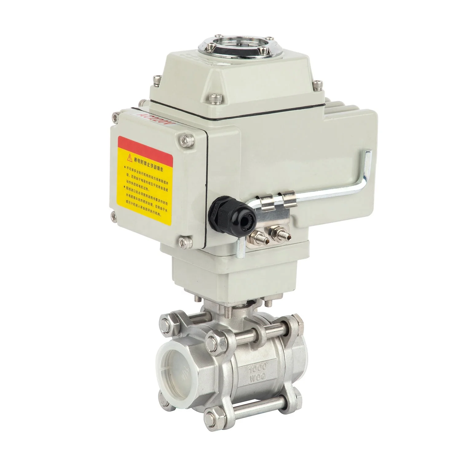 Válvula de bola roscada eléctrica de alto par, AC220V/AC380V, acero inoxidable, DN50-DN80 (2"-3") para sistemas industriales de alta presión