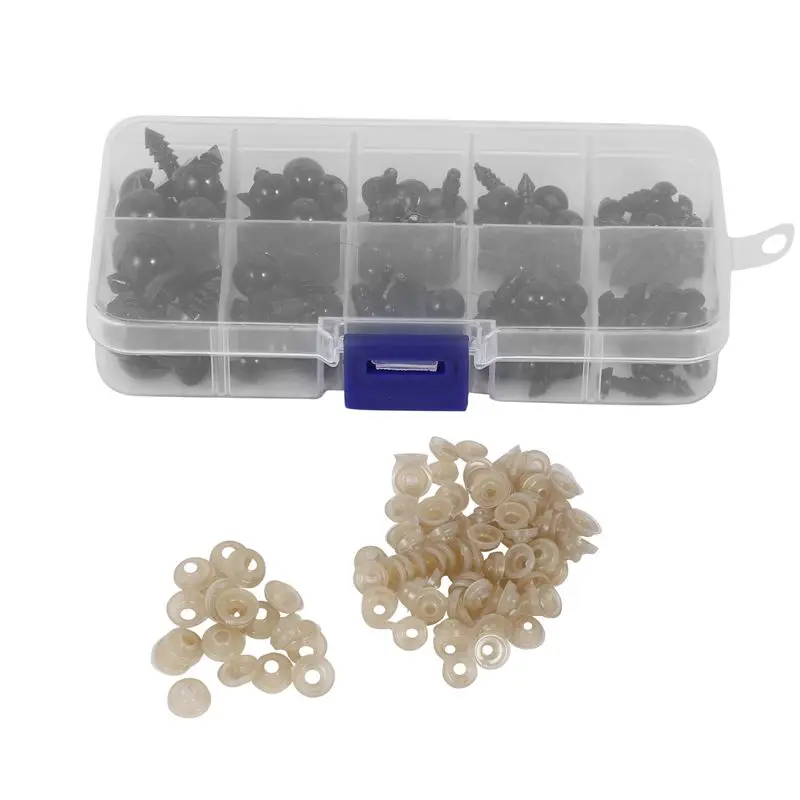 

BHTS-500 шт. пластиковых безопасных глазок 6-12 мм, черные безопасные глазки с 500 шт. шайбами для изготовления поделок своими руками