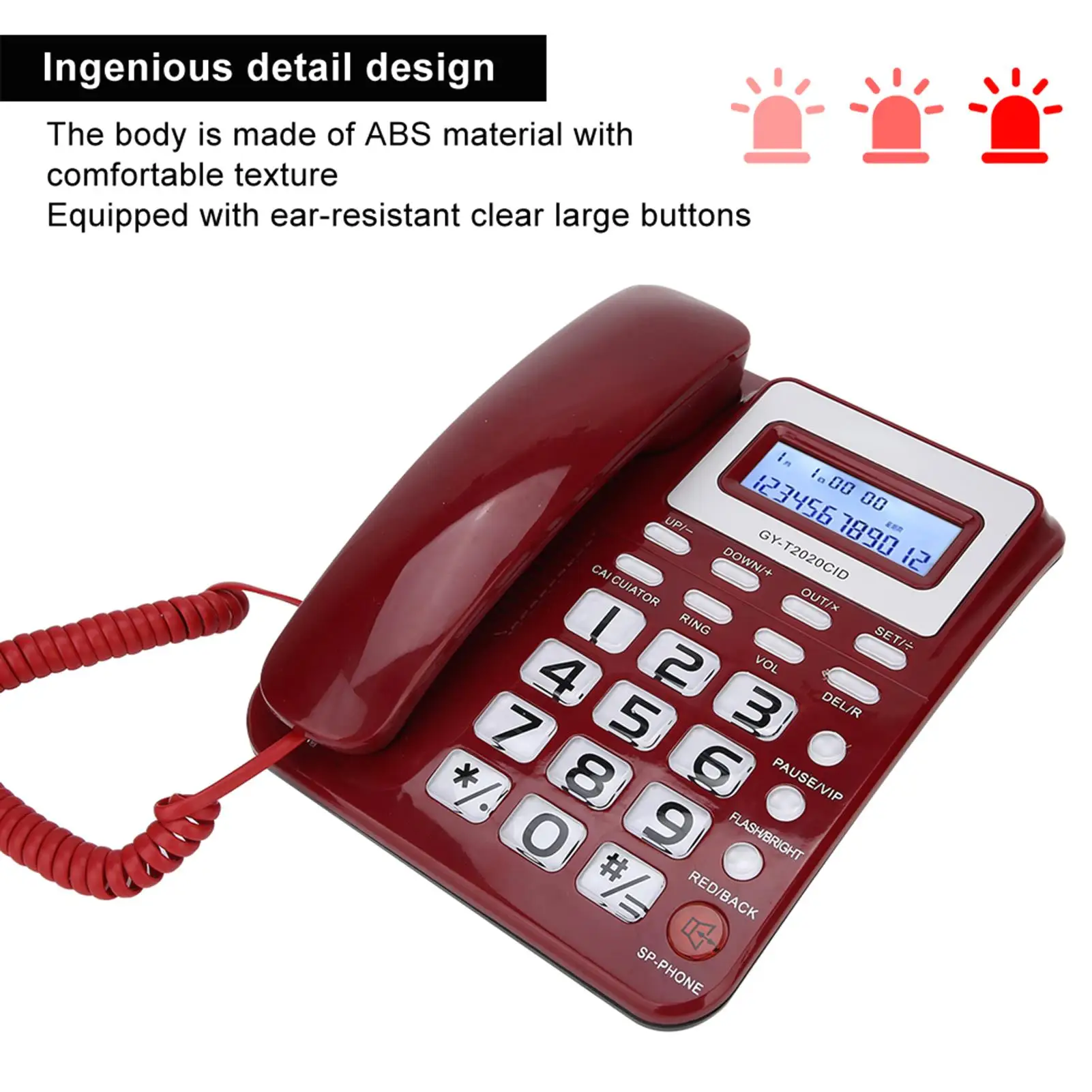 Retro Wired Telephone with Speaker, Voice Display and Calculator for Home Office, Hotel Desk   Landline Phone