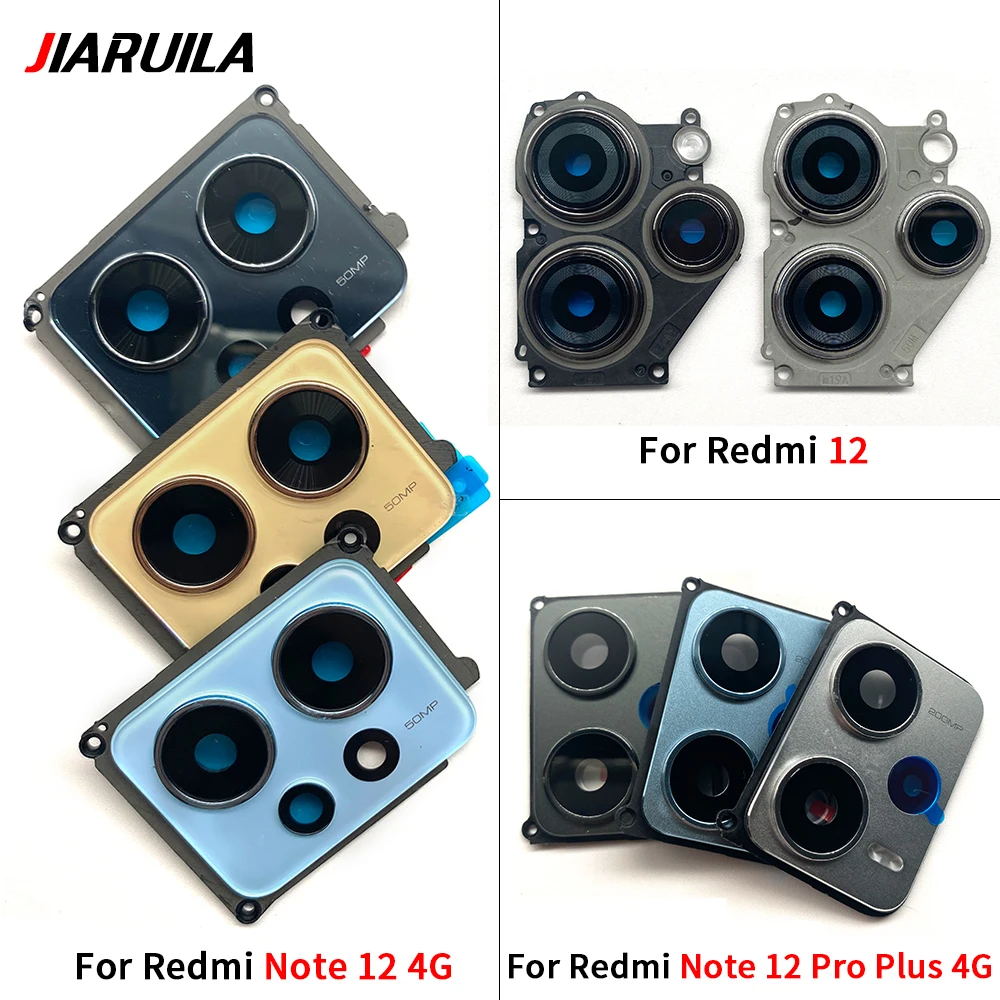 NEW Rear Camera Glass Lens Cover With Frame Holder with Sticker Replacement Parts For Xiaomi Redmi Note 12 13 Pro Plus 5G 4G