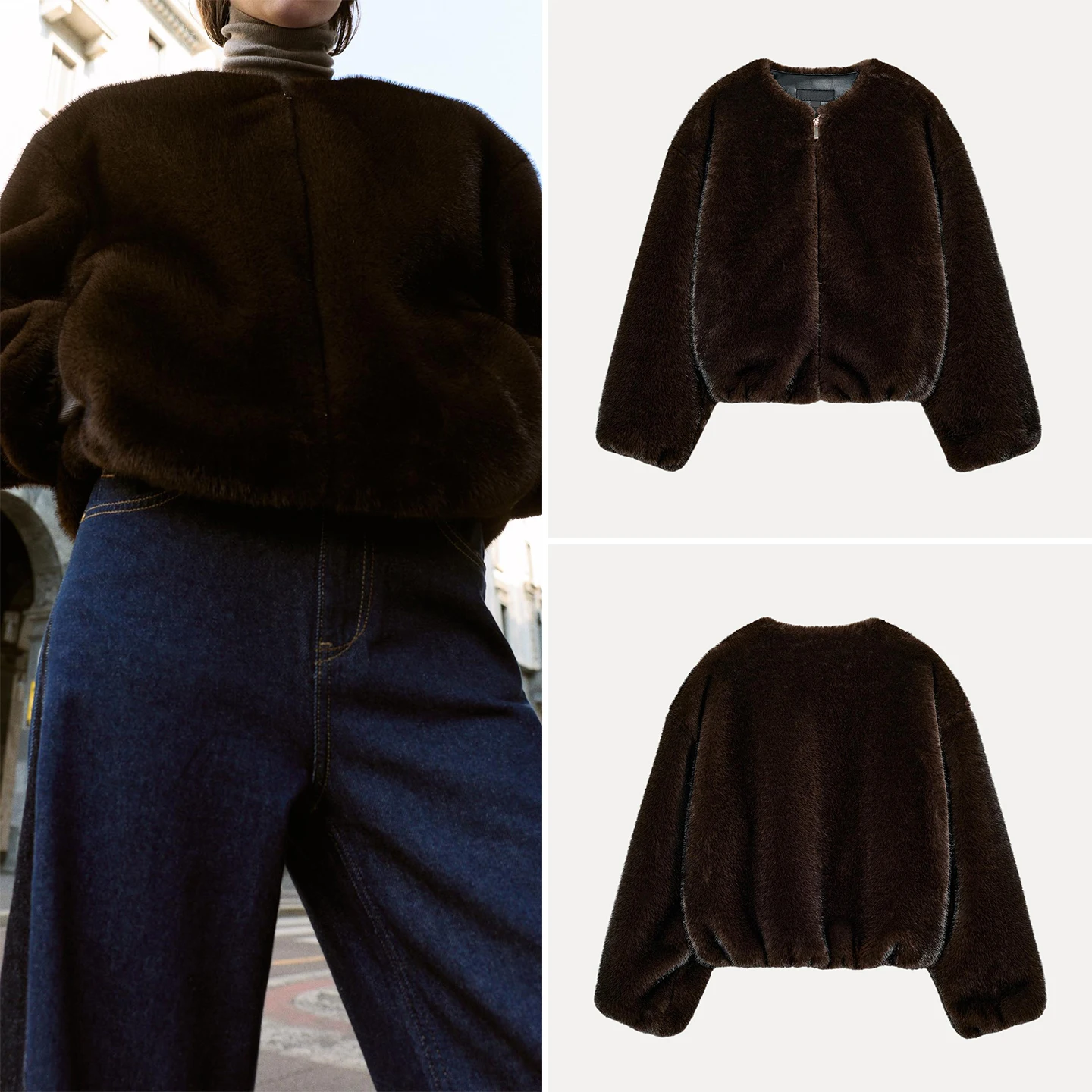 

Женская верхняя одежда Z Pilot Jaet с эффектом искусственного меха, новинка 2025, верхняя одежда Sle ort, длинная круглая застежка-молния