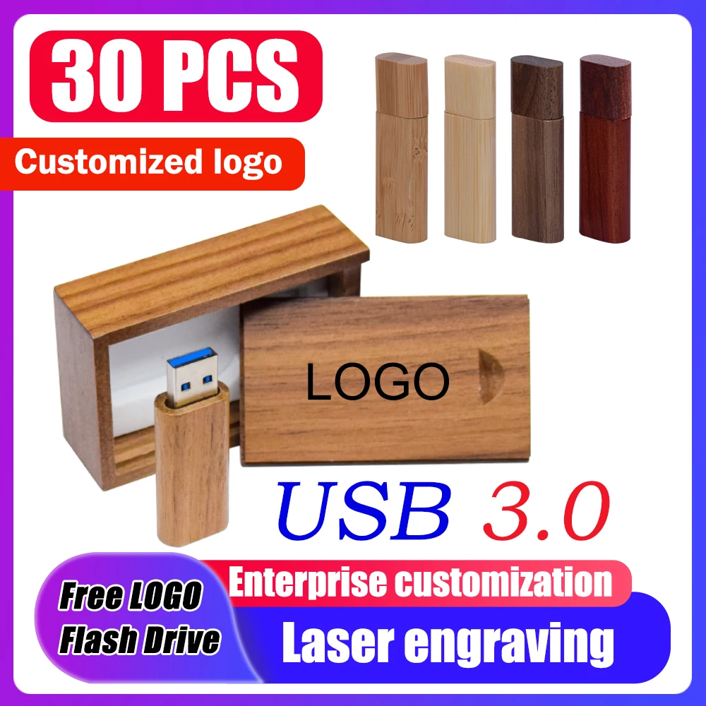

30pcs/lot fashion Bamboo Wood and Redwood wood pen drive card model 3.0 usb flash drive 4GB 8GB 16GB 32GB 64GB free custom logo