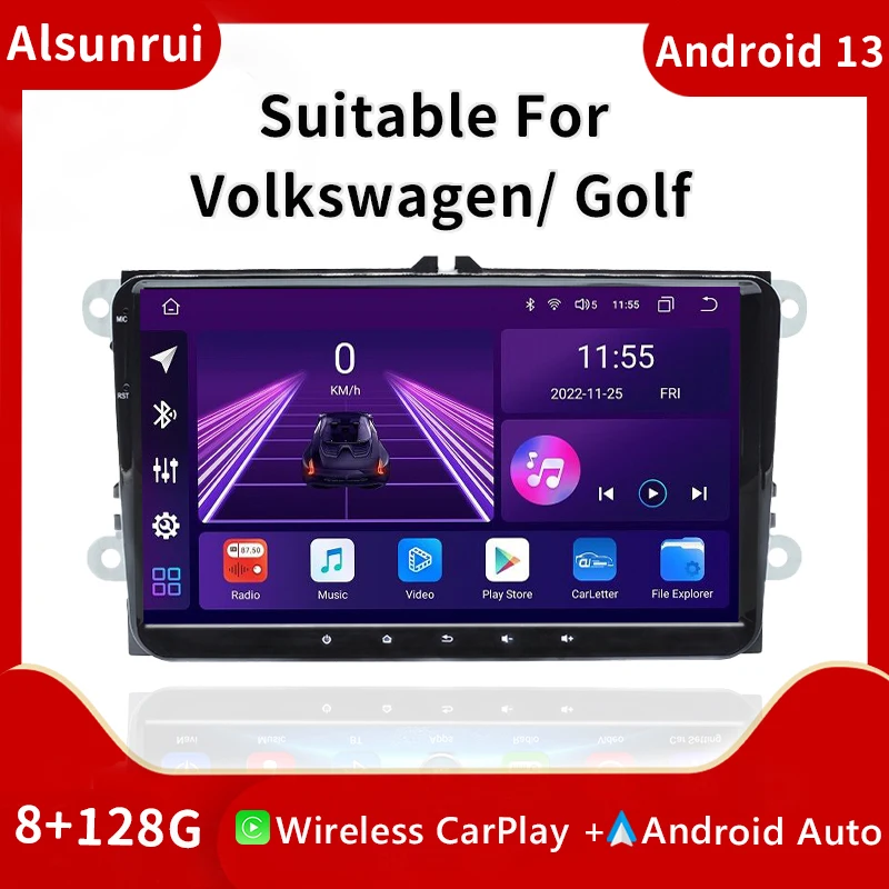 2 Din Android 12 for Volkswagen Amarok Golf 5 6 Polo Passat B6 B7 CC T5 Skoda Jetta Seat Leon Radio Multimedia Carplay GPS Navi