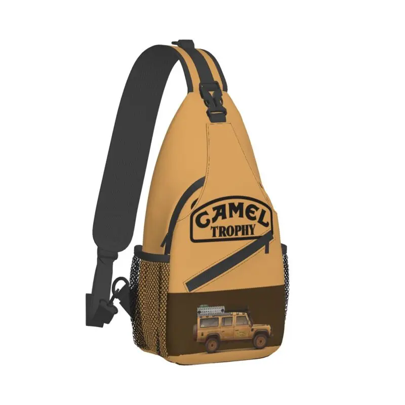 Camel Trophy Sling Crossbody Mochila para homens, logotipo personalizado, casual ombro peito sacos para viagem, ciclismo