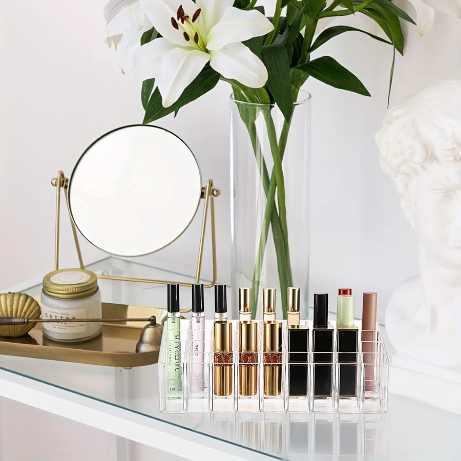 حامل عرض أحمر الشفاه 36 شبكة، حقيبة تخزين مستحضرات التجميل المكتبية، حامل متعدد الأغراض لمستحضرات التجميل والعطور