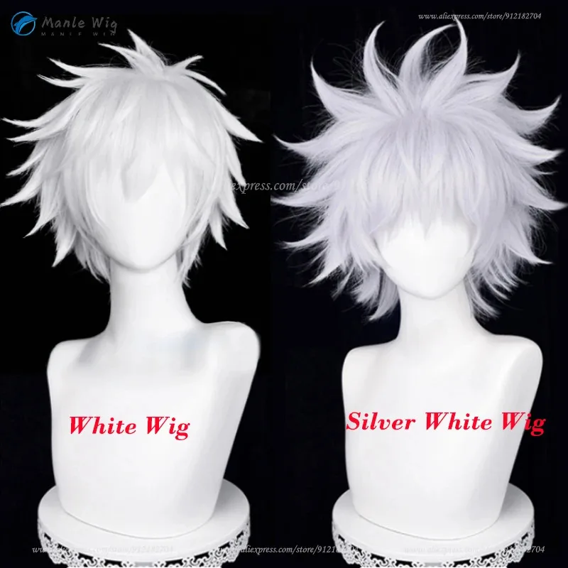 Type 2 /Silver White Zoldyck Cosplay Wig 30cm Short Killua Zaoldyeck Anime Cos Wigs Heat Resistant Synthetic Hair