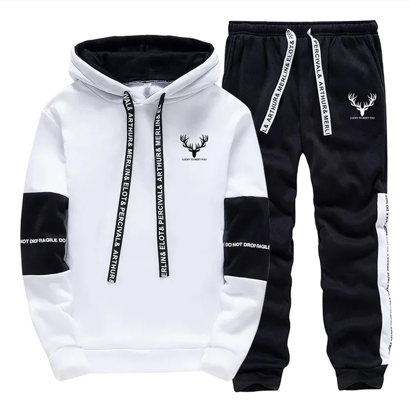

Hot Sales Mens Tracksuit Print Casual Sweatshirts Sportswear Single Piece Hoodie Pants Outdoors Gym Sports Jogging Mens Clothing