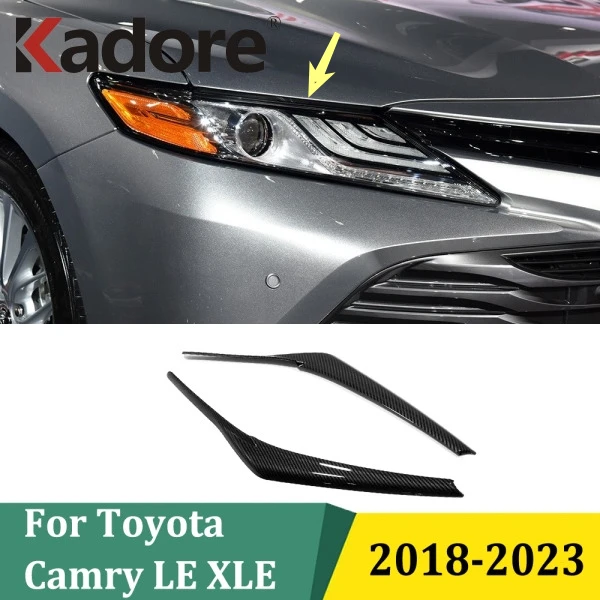 

Для Toyota Camry LE XLE 2018-2023 черные полоски для бровей передняя фара крышка лампы отделка аксессуары для стайлинга автомобилей