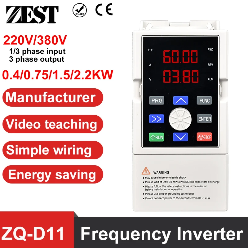 VFD 220V/380V 0.4KW to 2.2KW LED Display Frequency Converter Adjustable Speed Drive Frequency Inverter