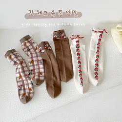 3Pairs Kids Socks Girls Knee High Socks Toddler Girl Floral Socks Cute Kids Accessories 2-8Y