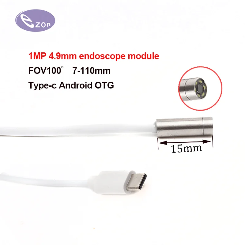 1MP endoscope FOV100 interface de type-c Android téléphone portable lentille diamètre 4.9mm industriel 2A EZ-EN49S-typec d'inspection