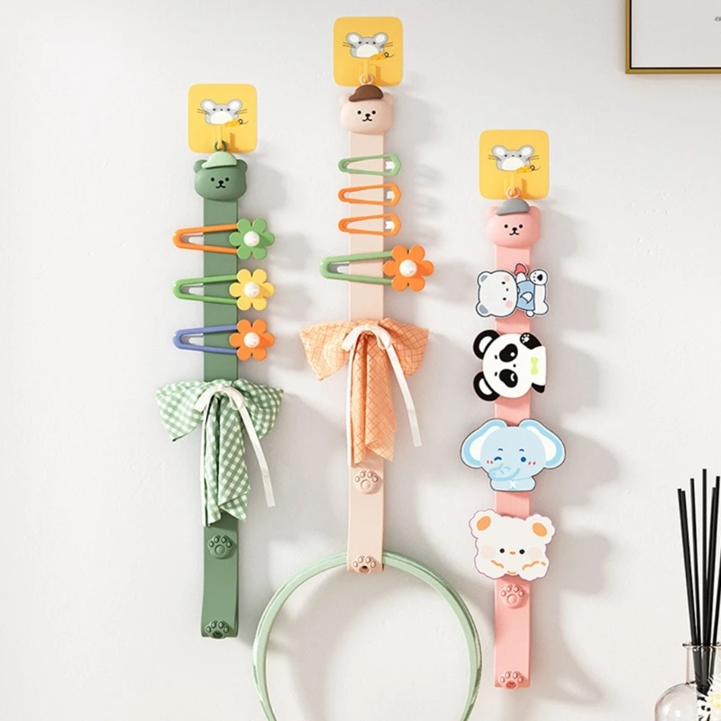 Cute Cartoon Baby Hair Clips Holder Soft Silicone Kids Barrettes Headband Storage Strap Girls Hairpin Organizer Hair Accessories