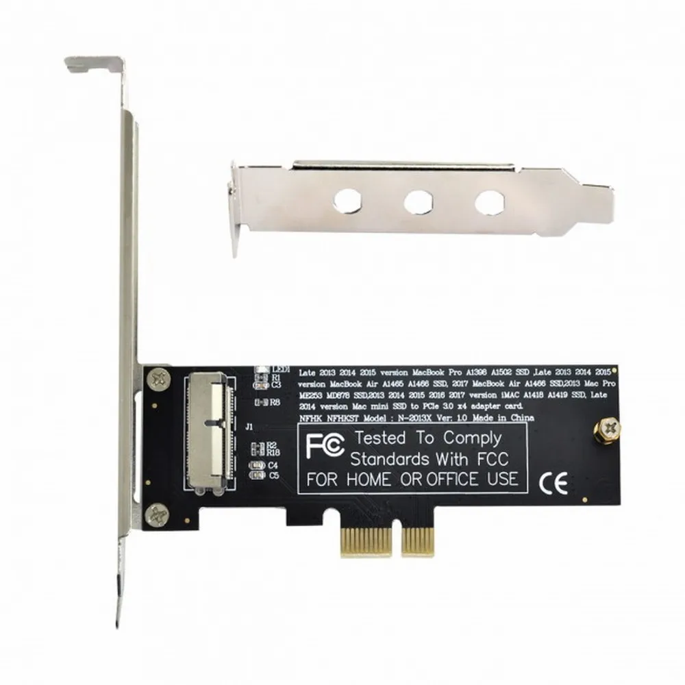 PCI-E Riser PCIE X1 to 2013 2015 Macbook Pro A1502 A1398 SSD Adapter with High and Low Profile Boards