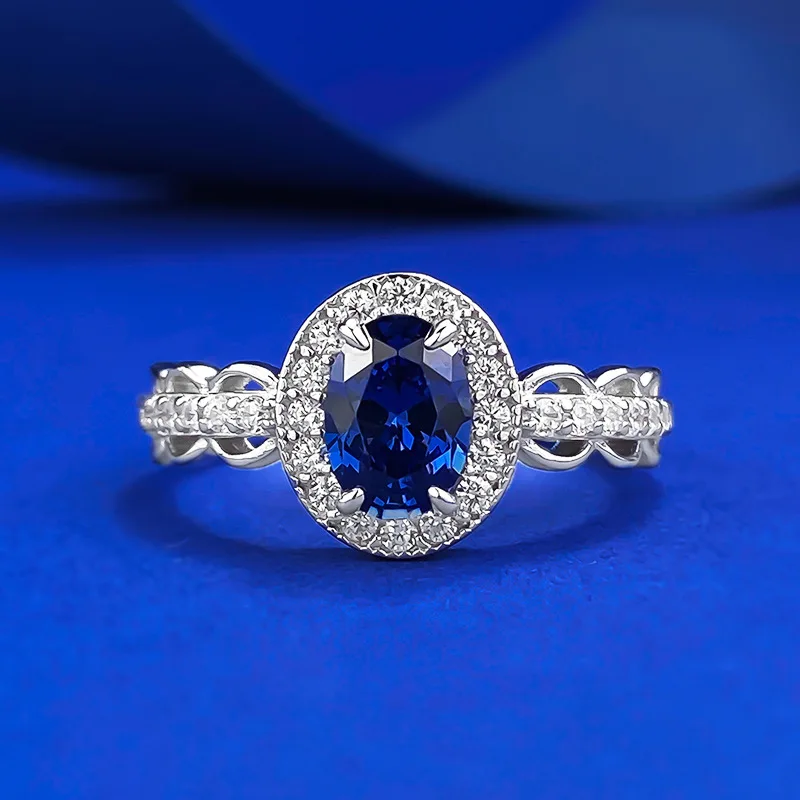 

Artificial Sapphire Zircon Wedding Ring 925 Sterling Silver Women Girl Lady Birthday Gift