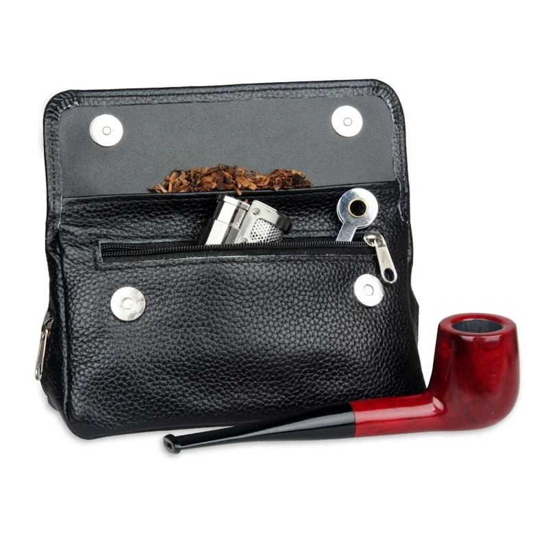 

Portable Leather Tobacco Pipe Pouch Case Smoking Storage Bag For 2 Pipes With Tamper Filter Tool Holder Preserve Freshness