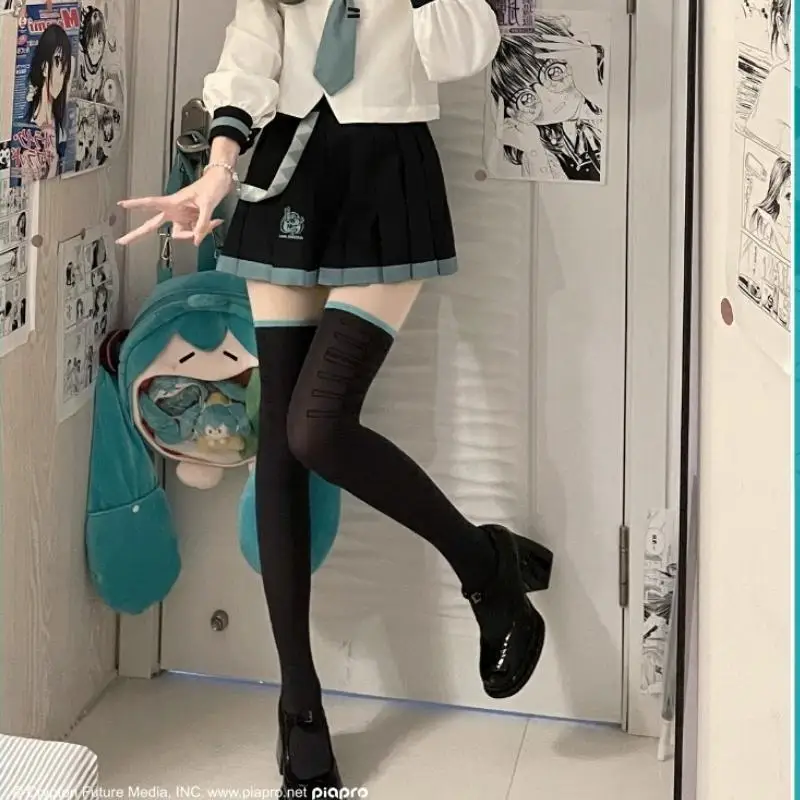 Anime Hatsune Miku Knee-High Stockings Pantyhose Two-Dimensional Fake Thigh Bare Leg Artifact Splicing Velvet Stockings Jk Match