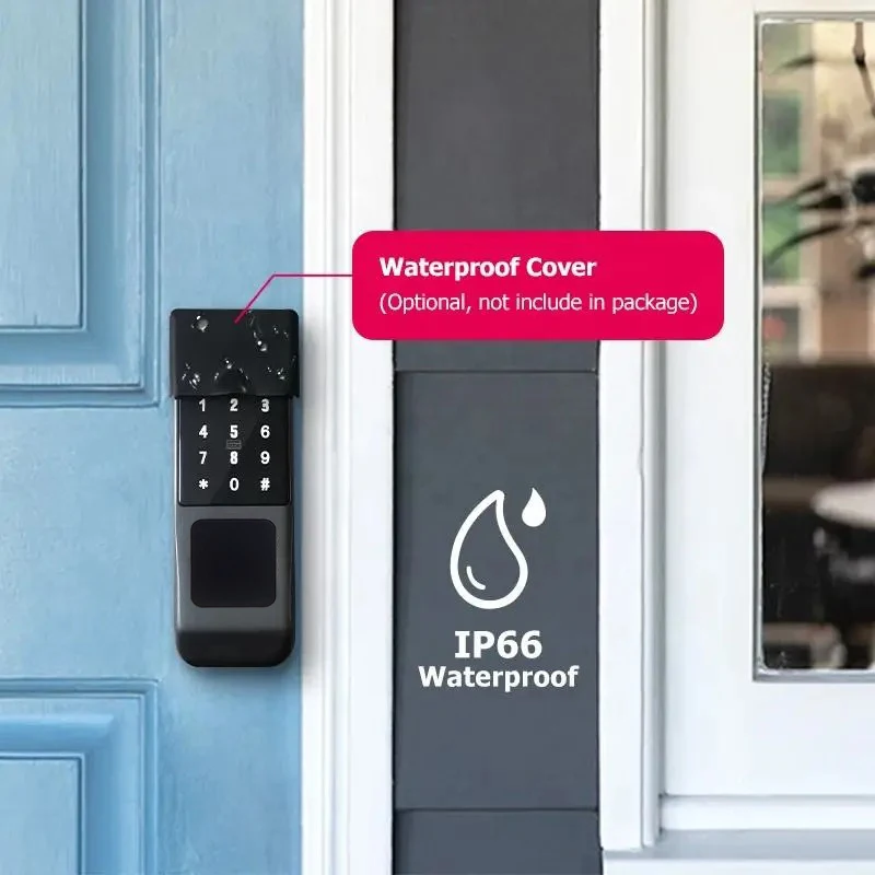 กุญแจล็อคประตูอัจฉริยะแบบติดขอบประตู สำหรับบ้าน  ระบบสแกนลายนิ้วมือ รหัสผ่าน บัตร แอปพลิเคชัน  ควบคุมผ่านแอป  กันน้ำกลางแจ้งมาตรฐาน IP65  รองรับ AI Tuya