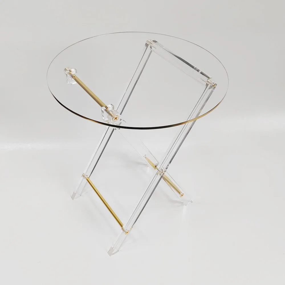 

High quality Middle Eastern Arabic style folding small dining table edge bronzing hot silver acrylic household goods wholesale