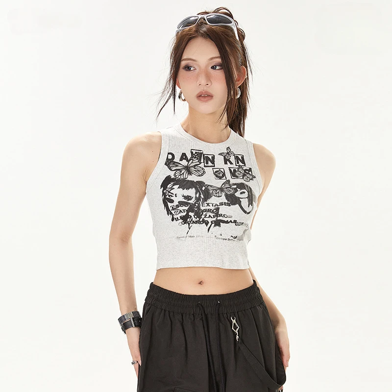 Dark Wind  Y2K Small Vest 2023 Summer New Sleeveless Tight-fitting T-shirt Inside Wear Suspenders tank top women  y2k crop top