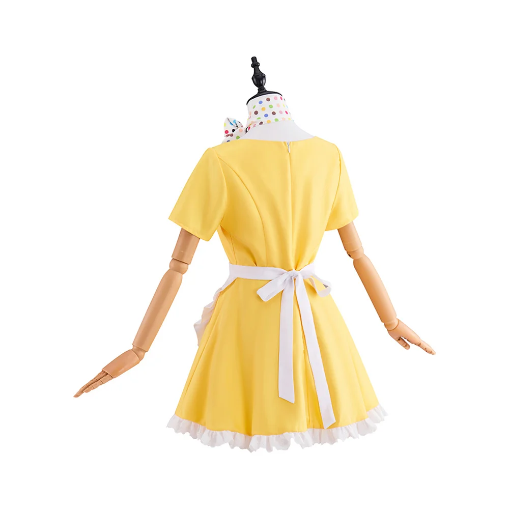 نادلة 2007 تأثيري حلي الأصفر خادمة فستان موحد للنساء ملابس حفلات الهالوين كرنفال