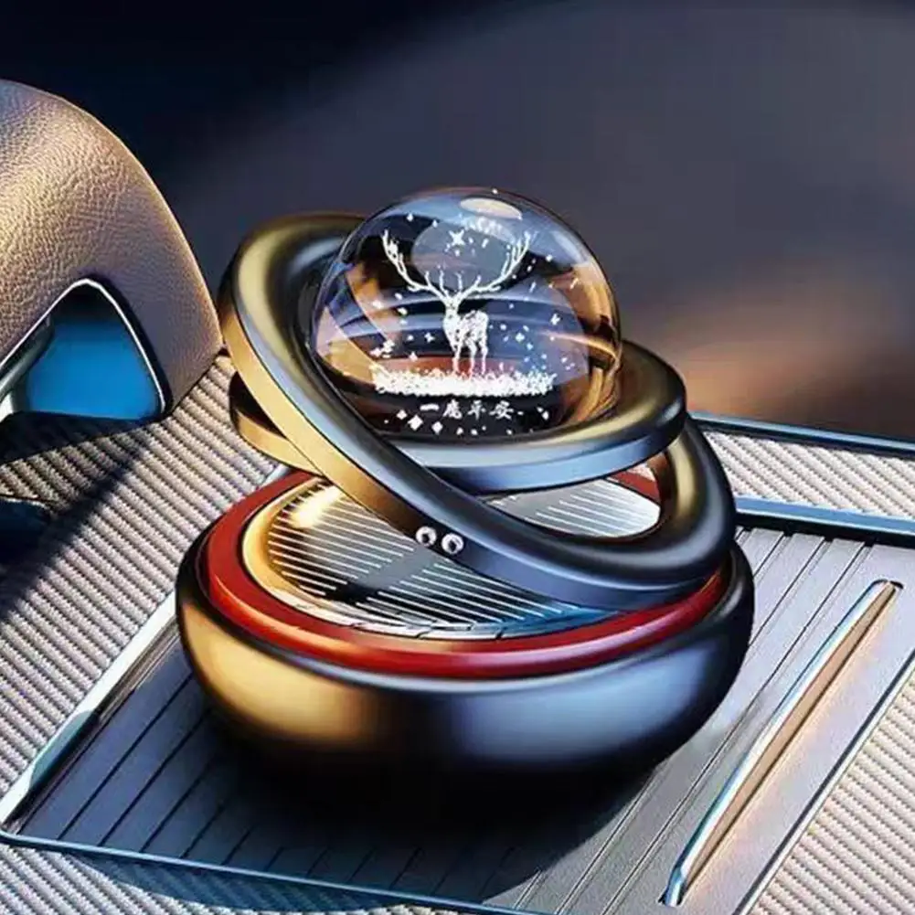 1 stücke Solar Aromatherapie Ornamente Auto Doppel Ausgesetzt Kristall Ball Rotierenden Aromatherapie Parfüm Ornamente Kreative Ornamente – Detail 14