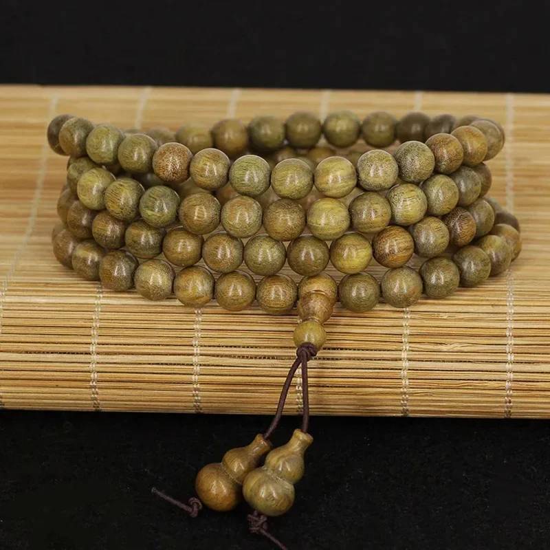 

Green sandalwood bracelet 108 rosary holy sandalwood Buddha beads DIY disciples gourd style fragrance men women manufacturers