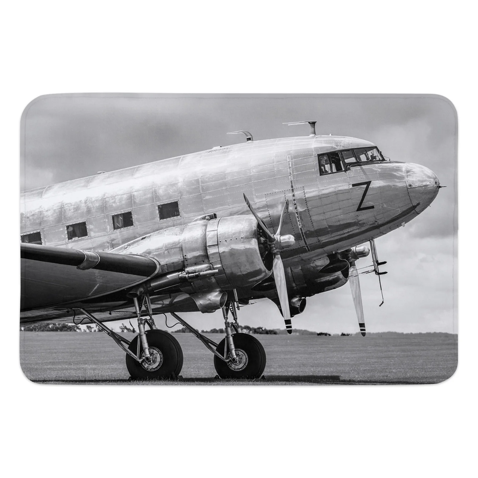 Airplane Retro Bathroom Bath Mat Coral Fleece Carpet Bathtub Floor Rug Shower Room Doormat Kitchen Entrance Pad Home Decor