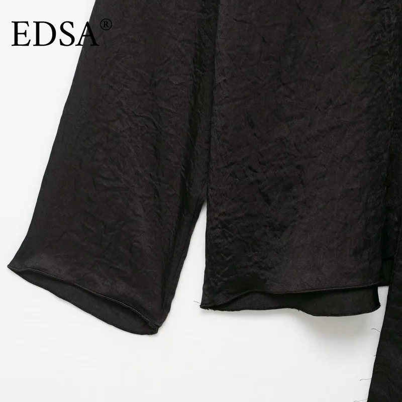 EDSA Women Coffee Scarf Collar Shirt with Bow Long Sleeves for Female Blouse Summer Autumn Tops