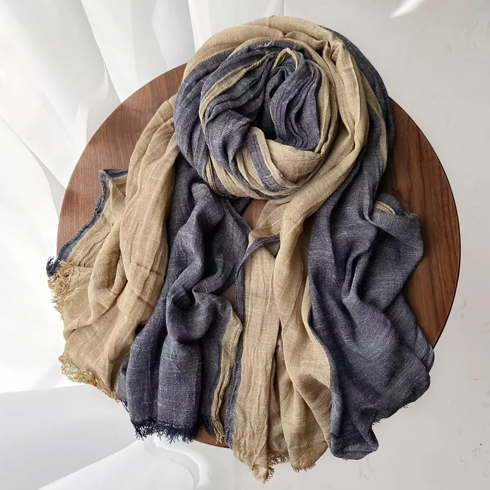 Designer Patchwork Baumwolle Leinen Gestreiften männer Schals Herbst Winter Warme Halstuch Männlichen Zubehör Pashmina Bufandas Schals