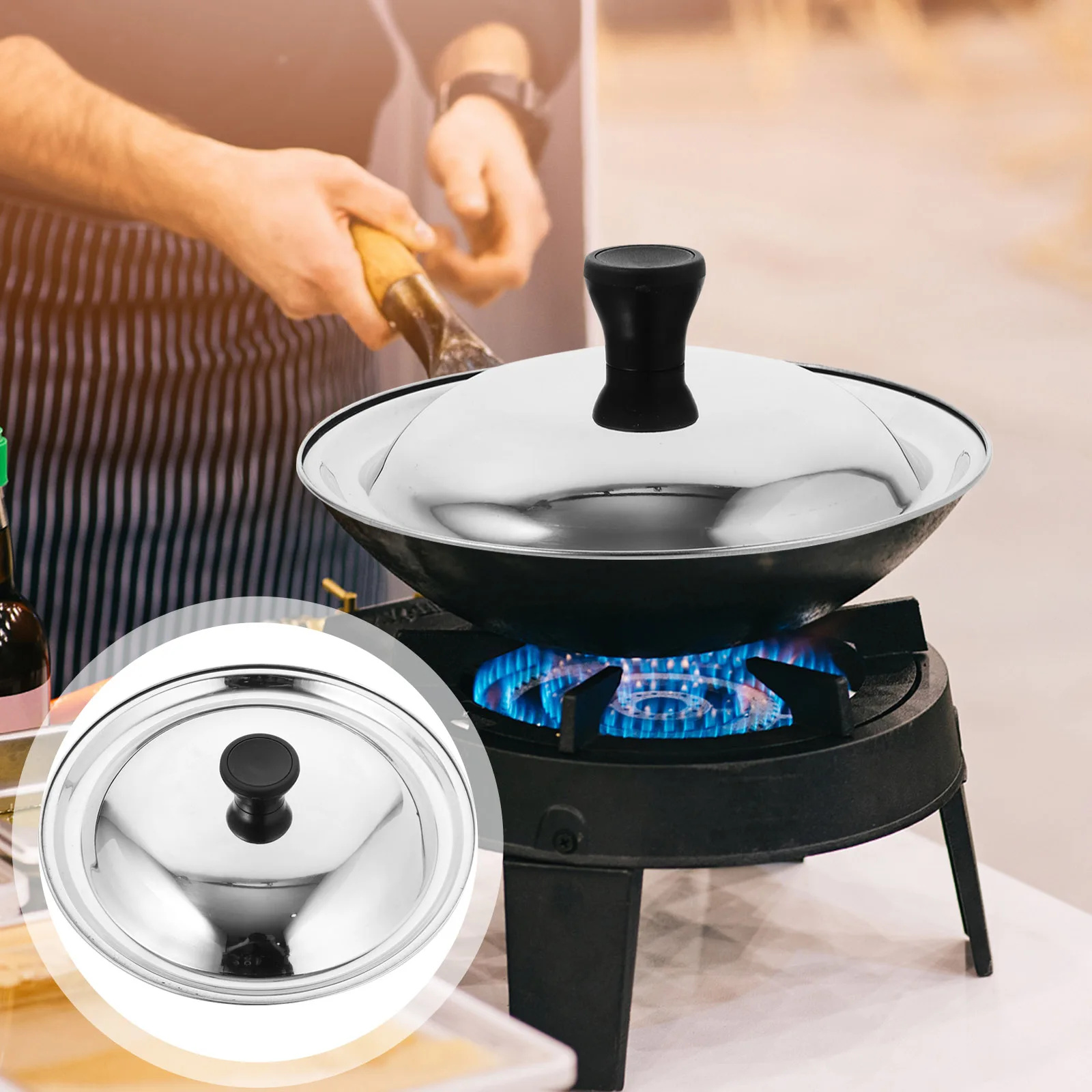

Universal Stainless Steel Pot Lid For Pans Frying Replacement Cover Kitchen Supplies Oil Splatter Guard Easy Clean
