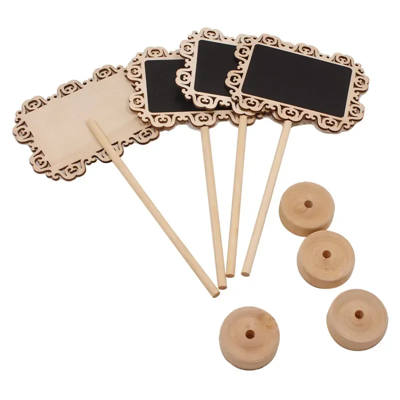 10pcs/lot Wood Openwork Square And Lace And Ellipse With Round Blackboard Home Wedding Decoration Wooden Product