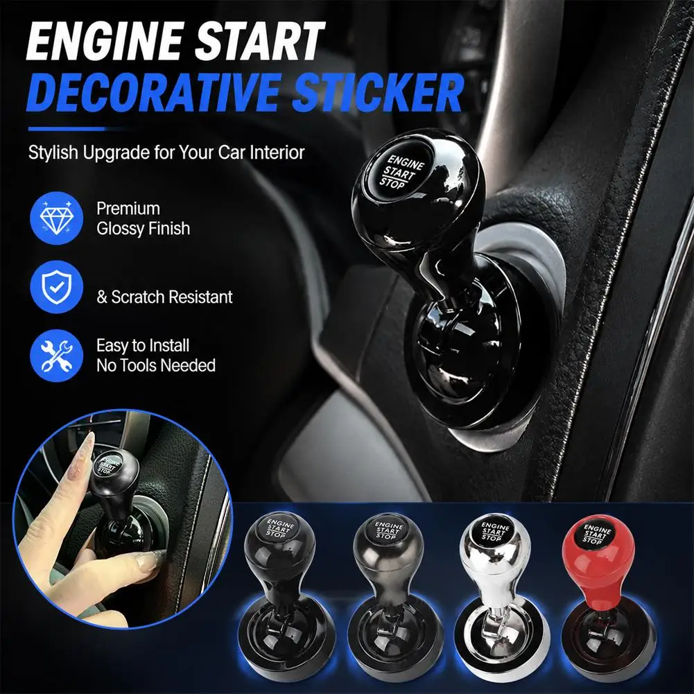 Sporty Joystick-Style Push Start Button Cover 30-Second Adhesive Install for a Cockpit Feel