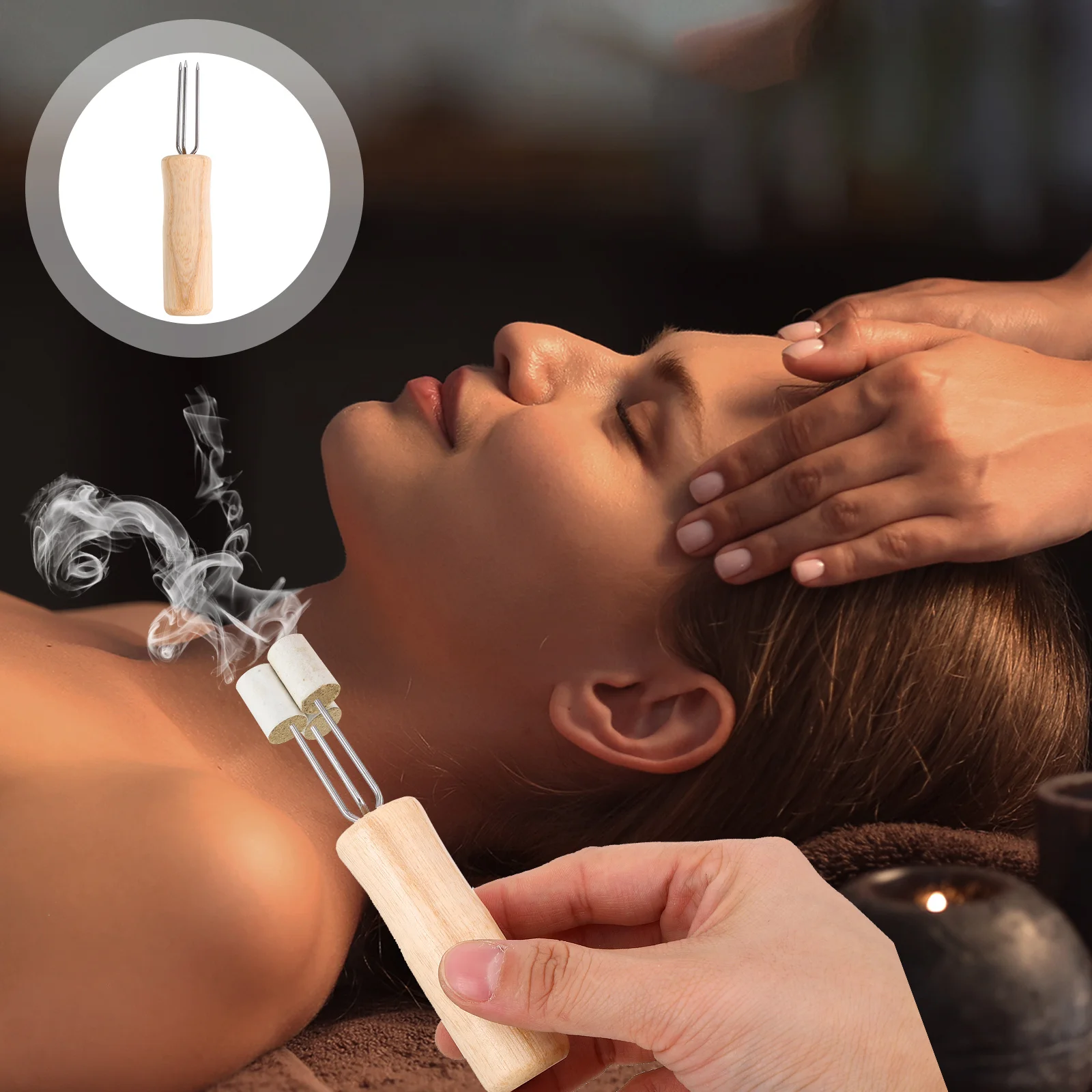 

3 шт. удлинитель прижигания для домашнего использования, портативный держатель для моксы, вилка с тройными зубцами, долговечный инструмент для терапии прижигания, мокса