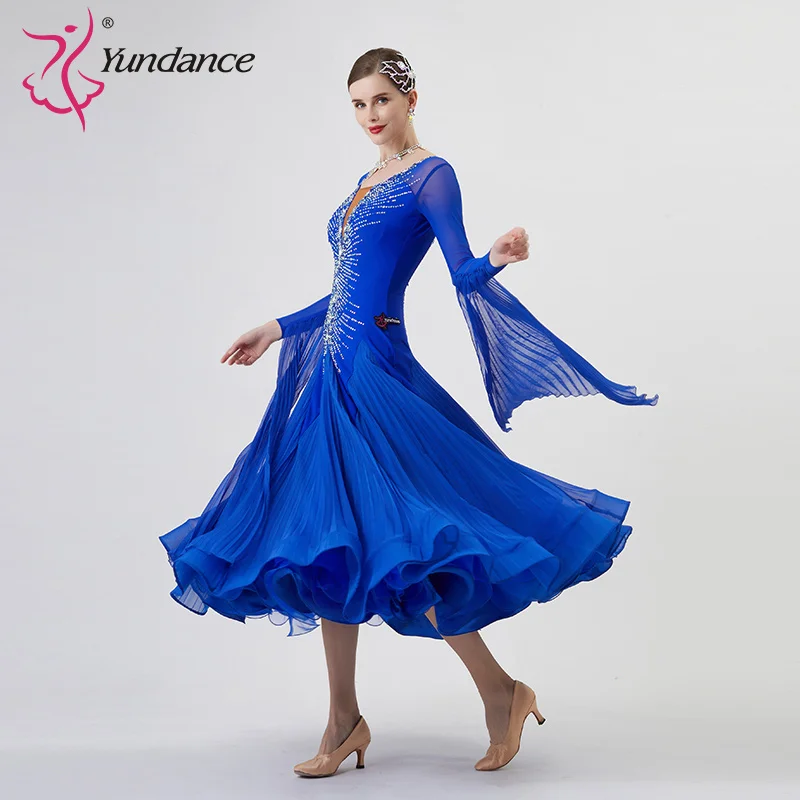 B-22207 مخصص جديد القياسية الدولية قاعة الرقص فستان جودة عالية لؤلؤة الحرير قاعة الرقص فساتين للبيع #4