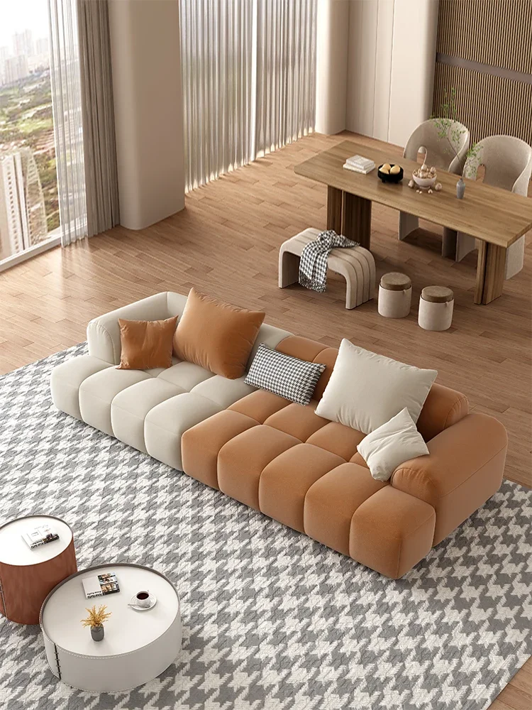 YY Sofa Living Room Small Apartment High-Profile Figure Color Matching Cream Style Fabric Sofa