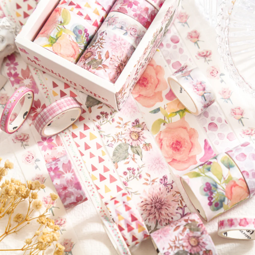 Mr. Paper 10roll/Box Beautiful Flower Washi Tape Set Small Fresh Floral Handbook DIY Decorative Tapes Art Supplies Stationery