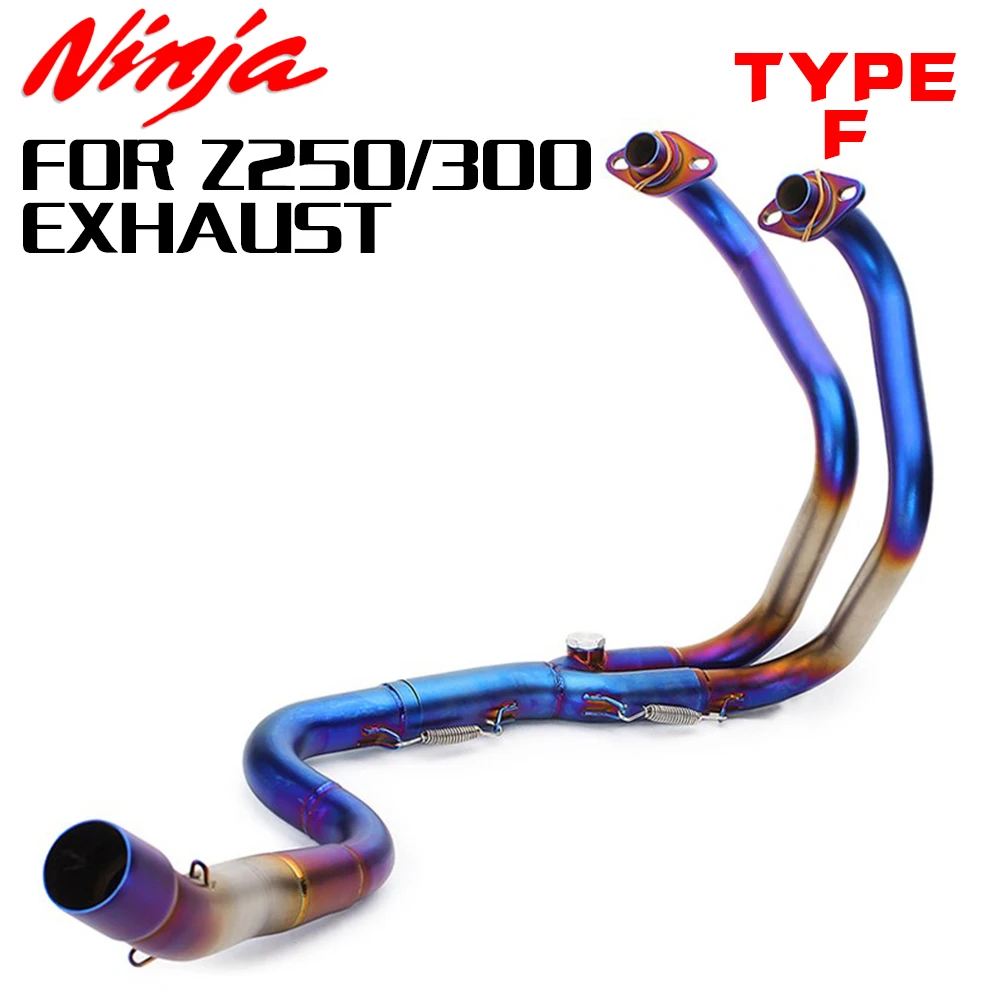 نظام عادم الدراجة النارية الكامل الأصلي STL لـ Kawasakis Z250 & Z300 51 مللي متر الأنبوب الأمامي مع إسكيب سهل الارتداء وربط الأنابيب