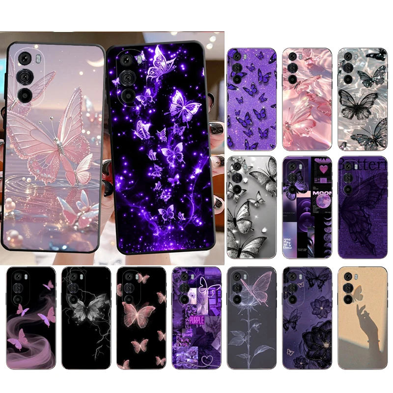 

Pink Butterfly Funda Phone Case For Motorola Edge 50 40 Pro 60 50 40 30 Ultra Neo Fusion Moto G Play G Stylus G Power G