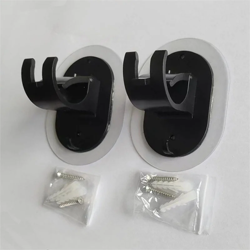 2pcs Curtain Rod Bracket Holder Self Adhesive Wall Mount Fits Curtain Rod Clamp Fixing Device Without Punching Adhesive Bracket