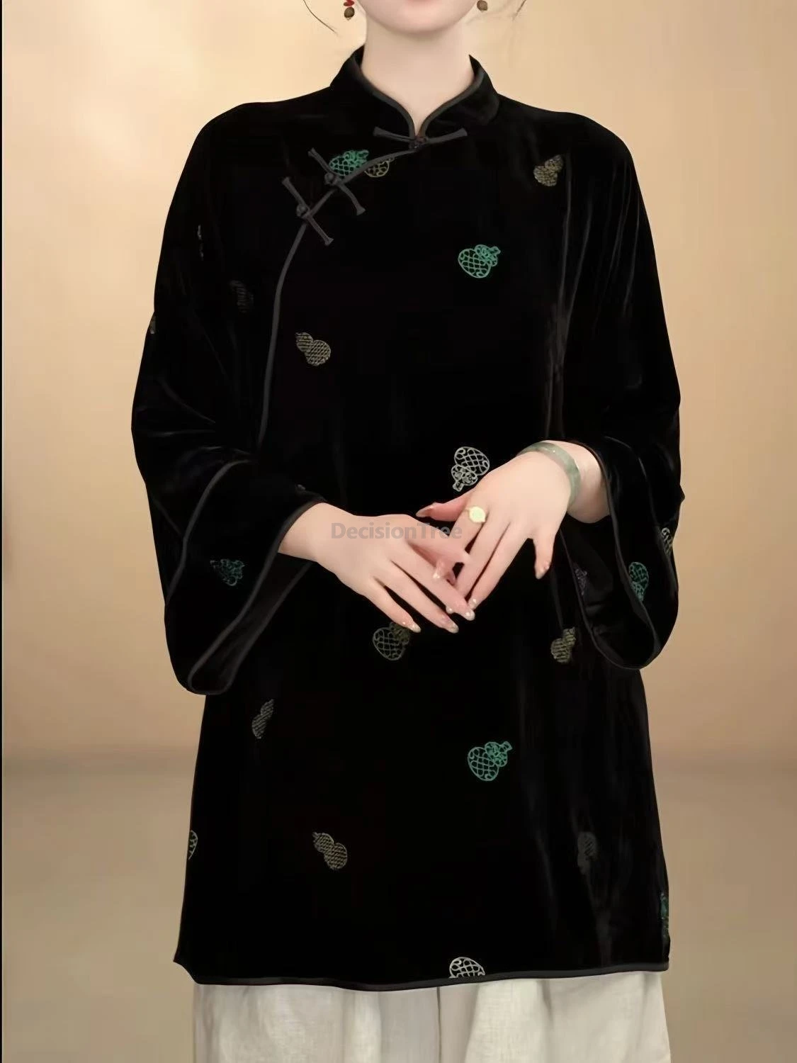 2026 retro traditional improved qipao top chinese style diagonal buckle velvet design blouse elegant literature art women's top
