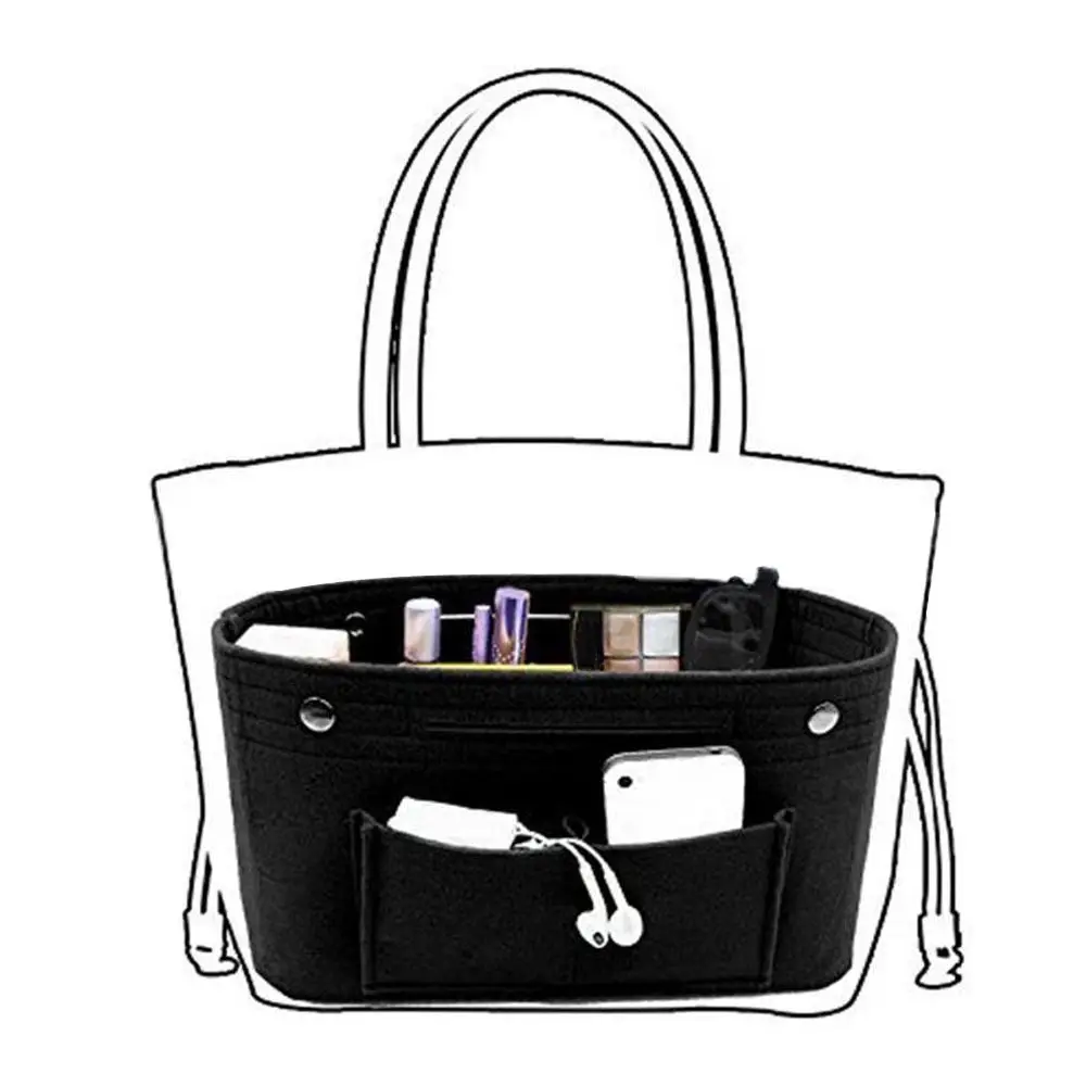 Multifunctional Felt Handbag Insert Bag Large Capacity Multi-Pocket Purse Liner Portable Bag Support Internal Bag
