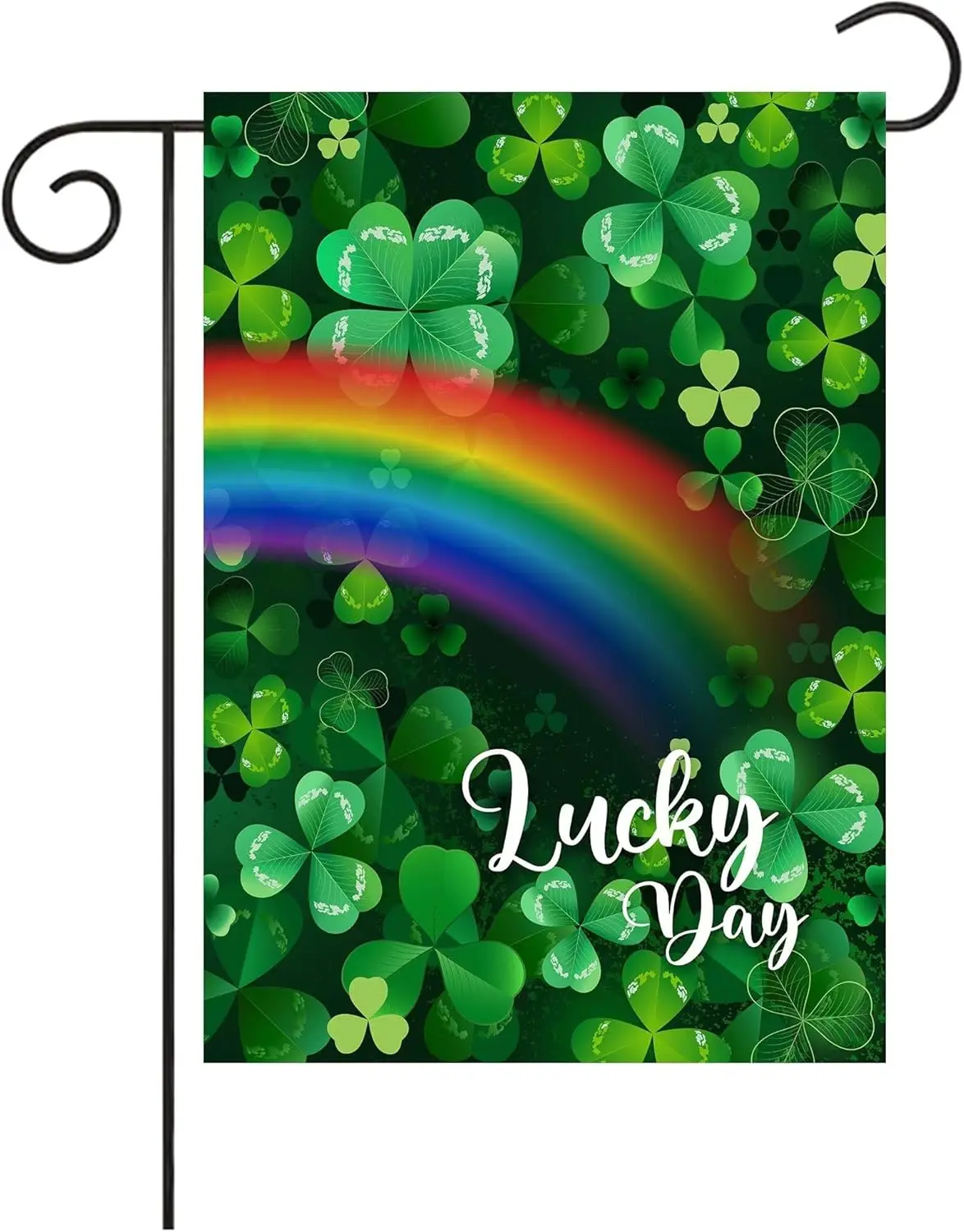 Lucky Day Rainbow Clovers Shamrock St. Patrick's Day Celebration Garden Flag 12¡Á18 Inch Small Vertical Double Sided Sea ZZA SSL