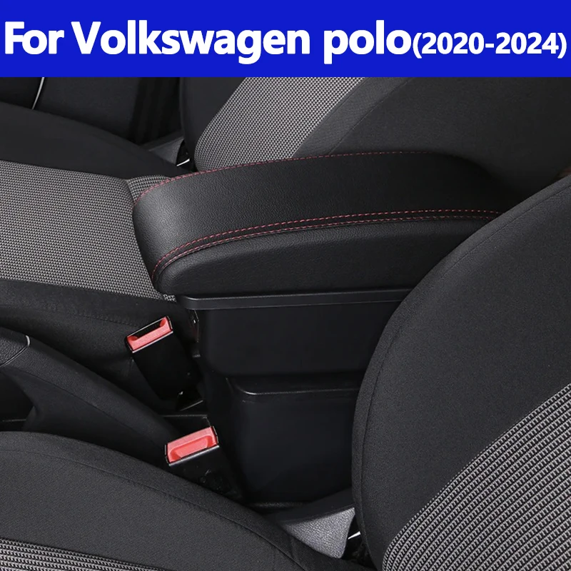 

Для Volkswagen Polo автомобильный подлокотник, внутренняя модификация 2020-2024, двухслойная центральная консоль для хранения, USB автомобильные аксессуары