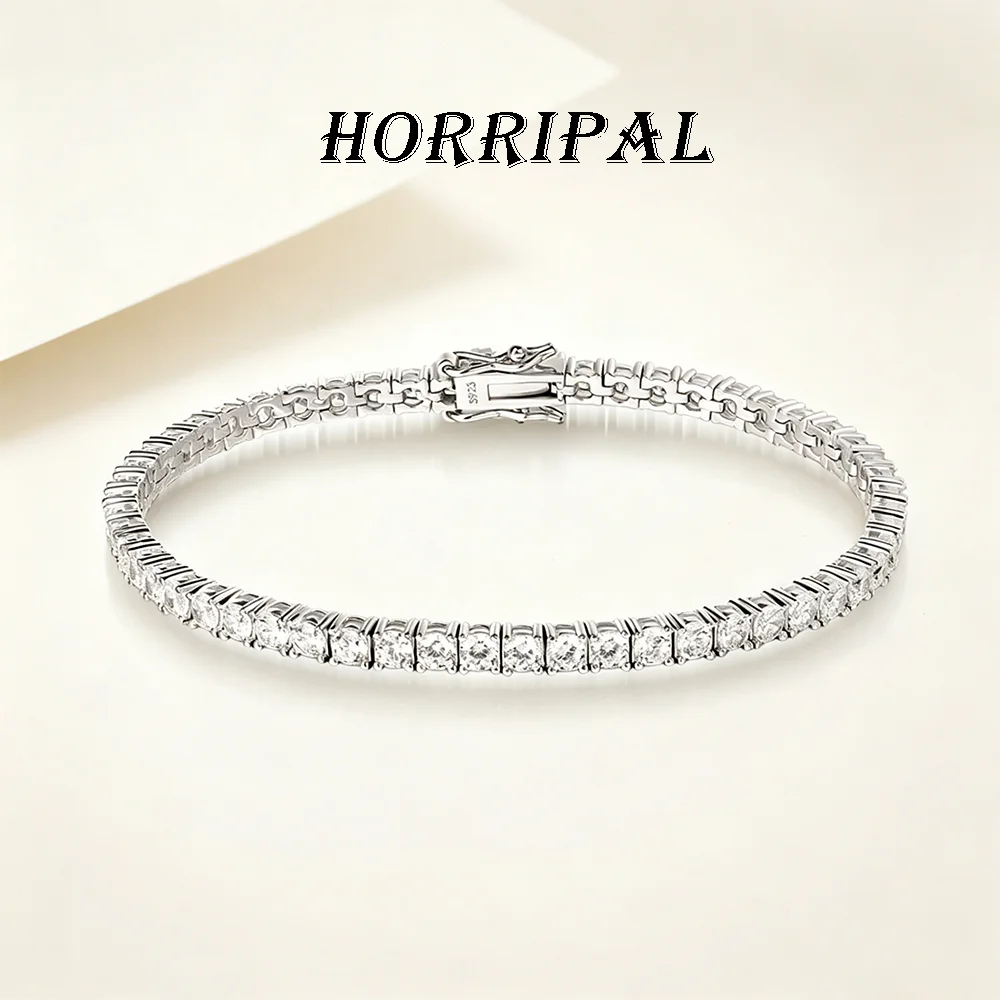 

HORRIPAL DVVS1 2.5-6.5MM Full Moissanite Tennis Bracelet for Women Man 925 Sterling Silver GRA Certified Classic Fashion Jewelry