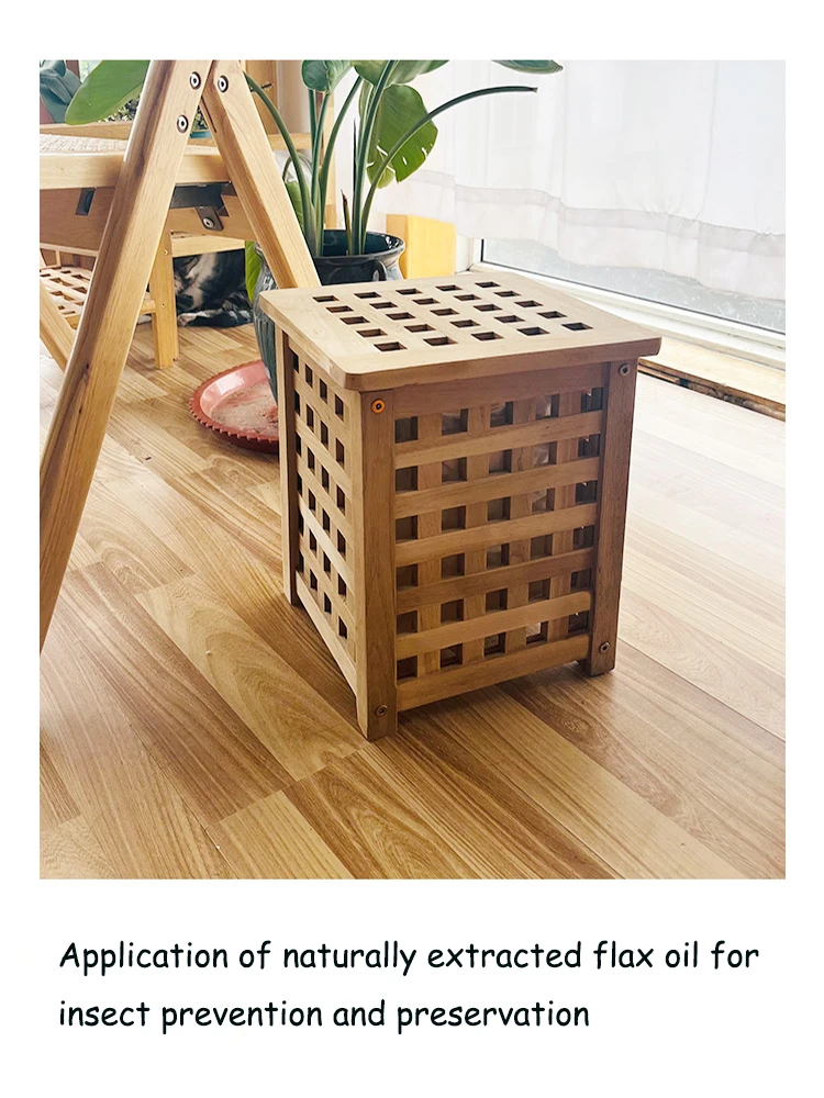 Modern Minimalist Assemble Low Stool Solid Wood Storage Stools Household Wwooden Ottoman Flower Rack Multifunctional Furniture