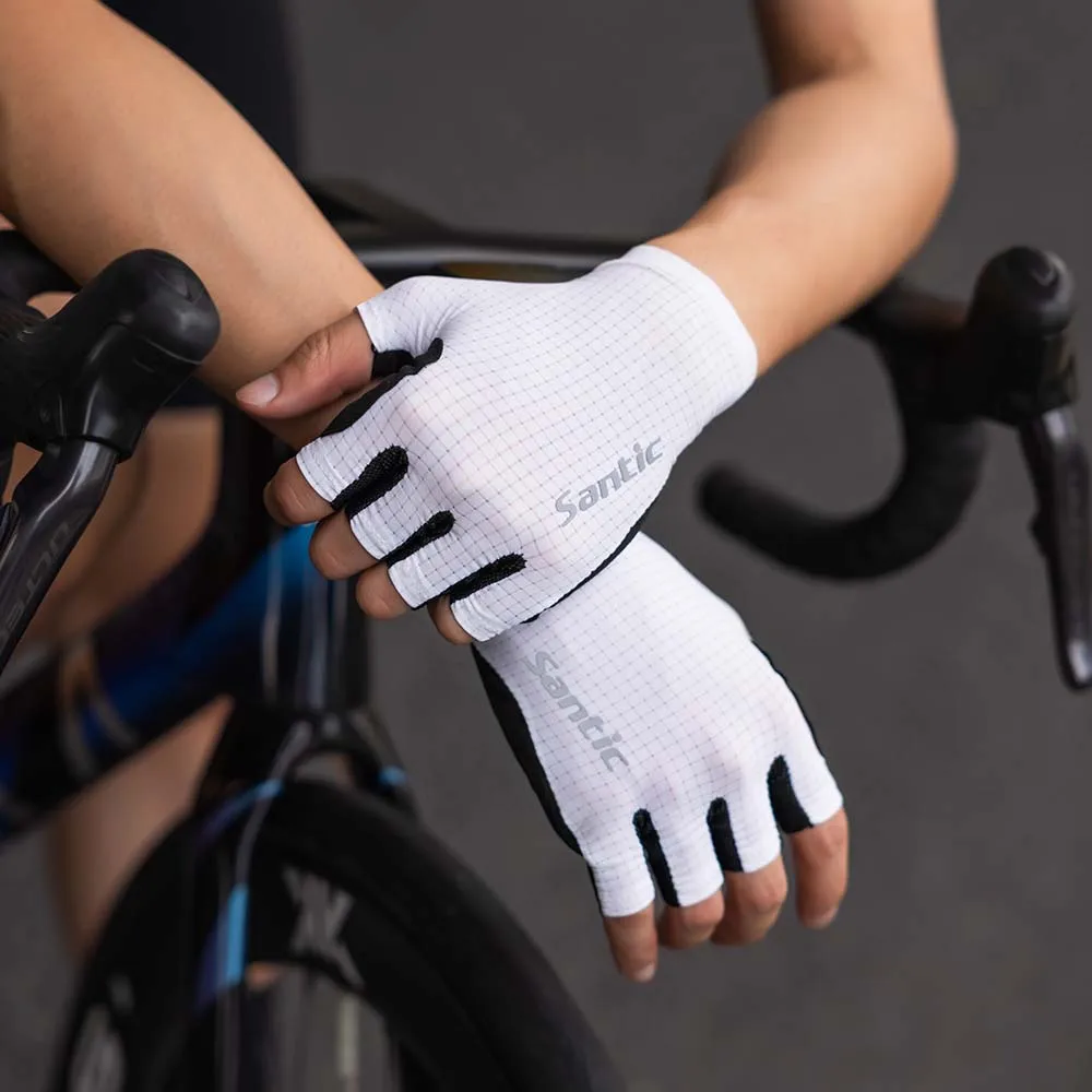 

Santic Men's Summer Cycling Gloves Short Finger Highway MTB Bike Breathable Thin Cycling Half Finger Gloves TZ25P222